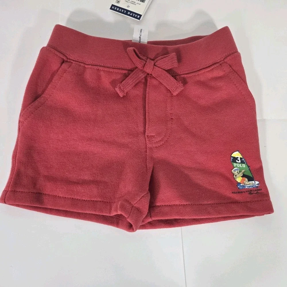 Polo Ralph Lauren Girl Shorts‎ Bear Surfer Red Size 3M NWT